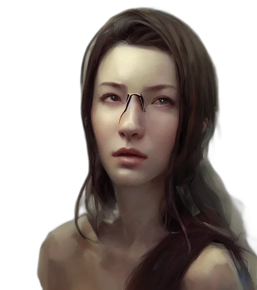 face, robot, photorealistic, fantasy art, concept art, oil painting, dark, earth tones transparent PNG cut-out