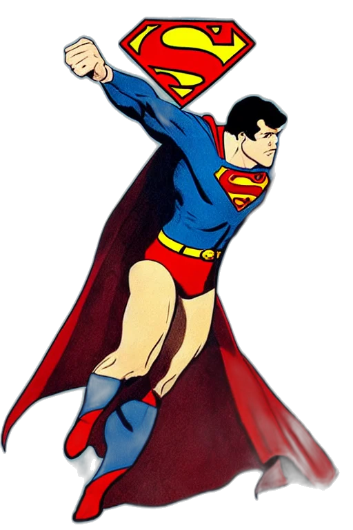 comic book art, cartoon, concept art, superman transparent PNG cut-out