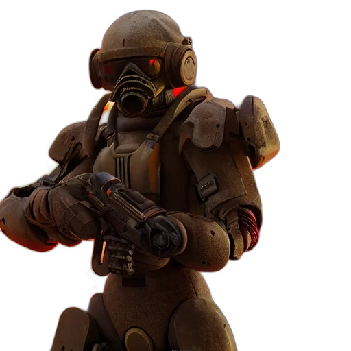 robot, weapon, concept art, 3d render transparent PNG cut-out
