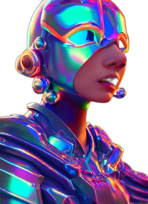 robot, mask, face, crown, cyberpunk, concept art, vaporwave, 3d render transparent PNG cut-out