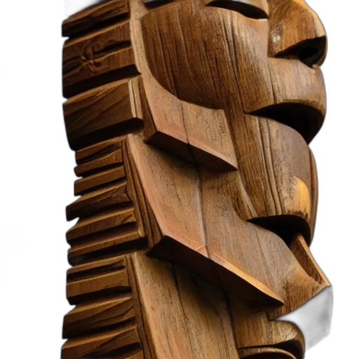 furniture, crown, shoes, hair, 3d render, earth tones, wooden, totem transparent PNG cut-out