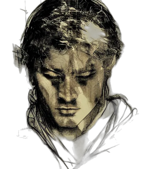 face, mask, hair, jacket transparent PNG cut-out