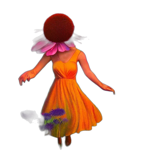 dress, flower, hat, mask, 3d render, concept art, pixel art, fantasy art transparent PNG cut-out