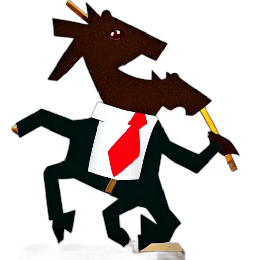 staff, animal, cartoon, concept art, antropomorphic, horse, wearing, suit transparent PNG cut-out