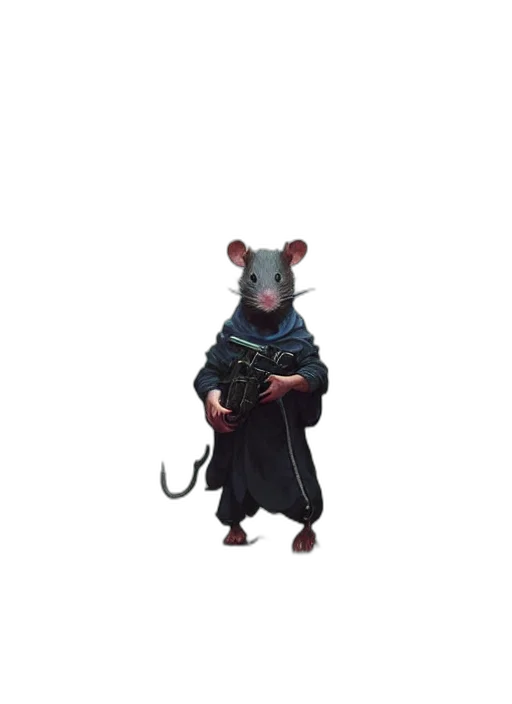 animal, creature, staff, jacket, concept art, 3d render, cyberpunk, pixel art transparent PNG cut-out