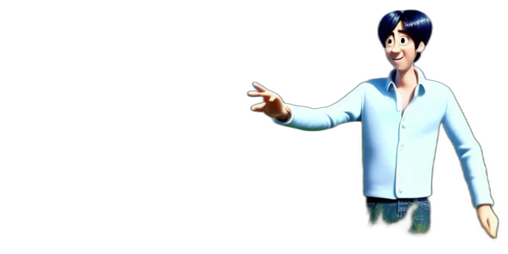 jacket, staff, robot, 3d render, concept art, cartoon, blue, animation transparent PNG cut-out