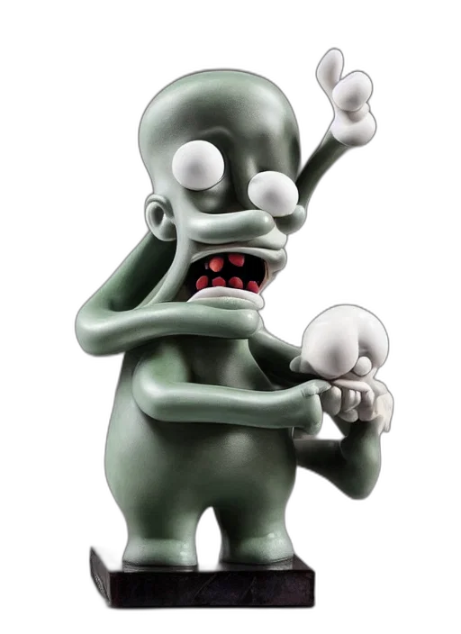 creature, concept art, 3d render, green, statue, matt, groening, junji transparent PNG cut-out