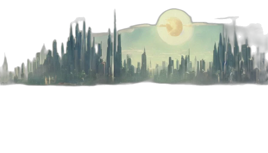 concept art, fantasy art, watercolor, anime, fog, outer space, sunset, city street transparent PNG cut-out