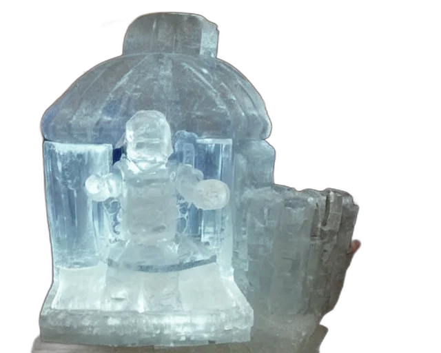 bottle, crown, jewelry, robot, 3d render, ice, sculpture, there transparent PNG cut-out