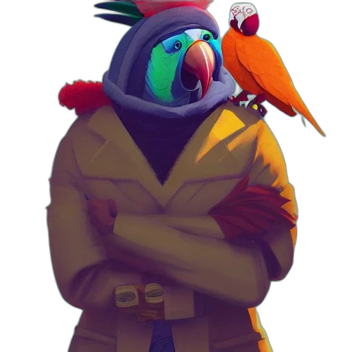 jacket, mask, staff, hat transparent PNG cut-out