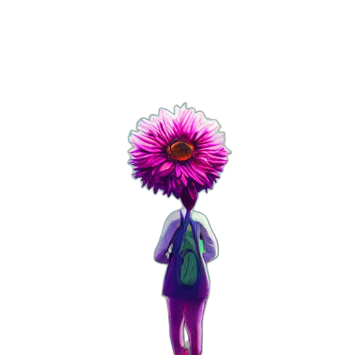 flower, staff, creature, umbrella, concept art, pixel art, 3d render, watercolor transparent PNG cut-out