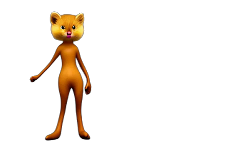 animal, creature, staff, 3d render, concept art, cartoon, flat, female transparent PNG cut-out