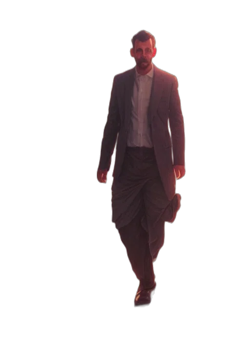 jacket, staff, face, creature transparent PNG cut-out