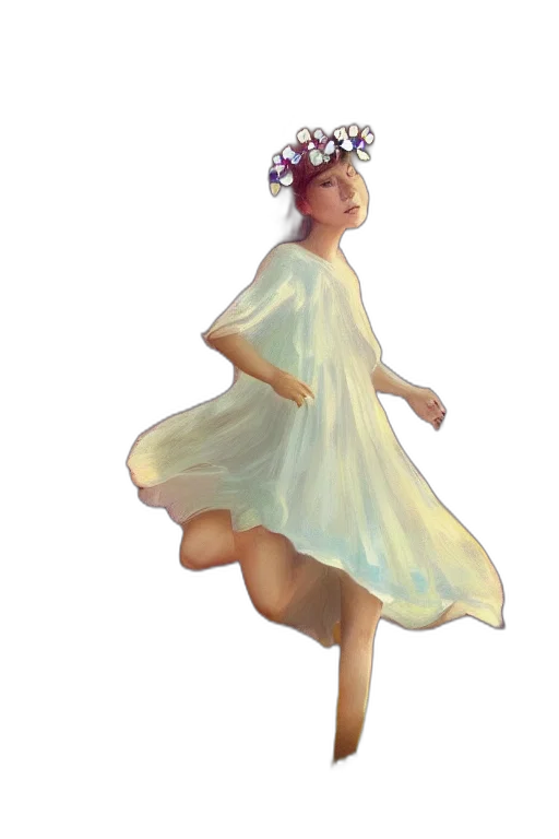 dress, crown, flower, staff transparent PNG cut-out