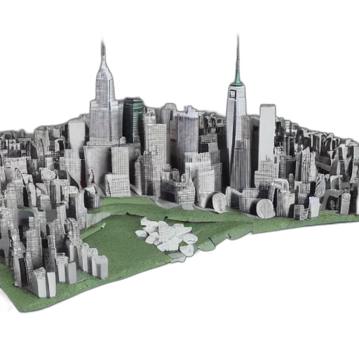 3d render, concept art, new, york, city, modelled, toilet, paper transparent PNG cut-out