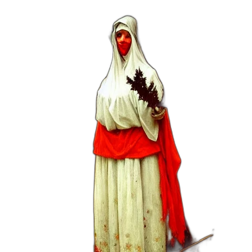 dress, staff, mask, creature transparent PNG cut-out