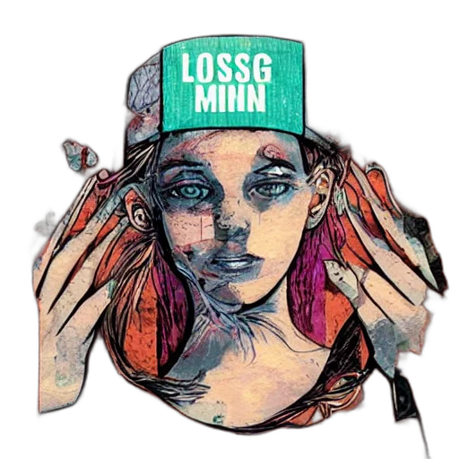 comic book art, concept art, vaporwave, loosing, mind transparent PNG cut-out