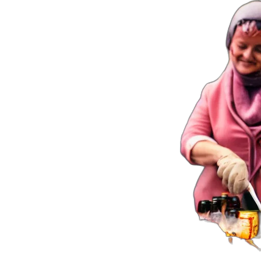 staff, bottle, robot, weapon, photorealistic, 3d render, babushka, grilling transparent PNG cut-out