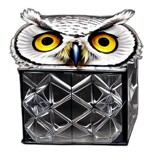 jewelry, crown, owl, shape, cube, fire, inside, glass transparent PNG cut-out