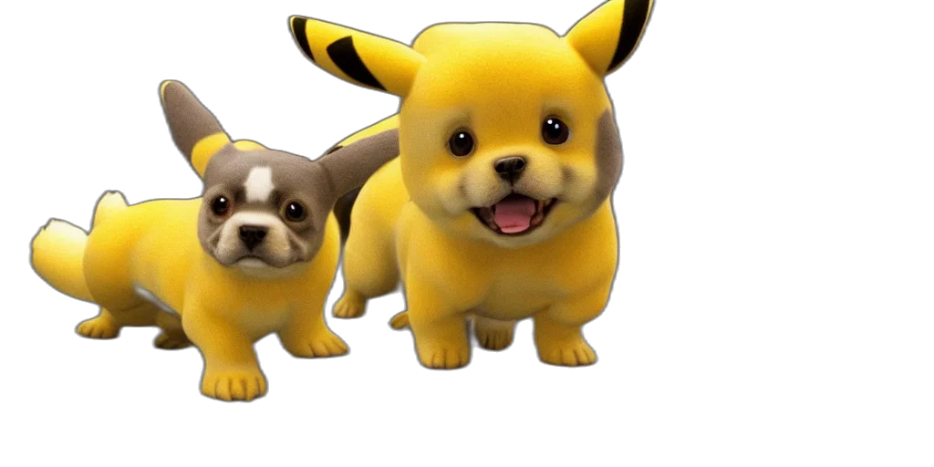 animal, 3d render, concept art, photorealistic, puppy, looks, like, pikachu transparent PNG cut-out