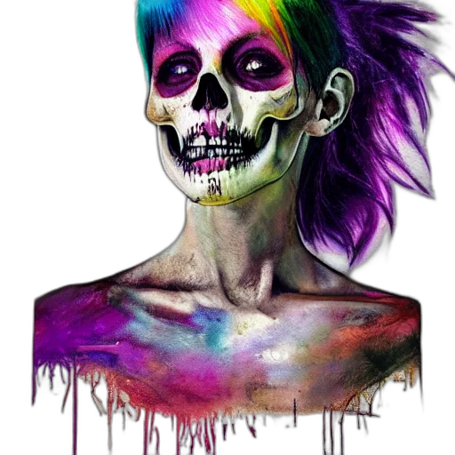 mask, face, creature, watercolor, fantasy art, cyberpunk, concept art, colorful transparent PNG cut-out