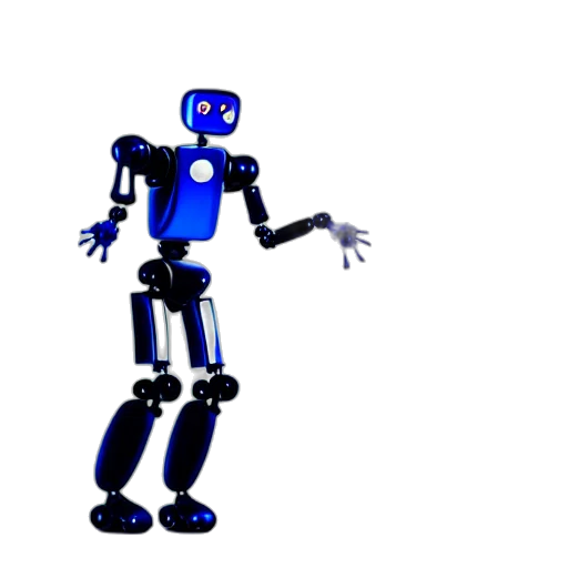 robot, 3d render, concept art, pixel art, cartoon, outer space, blue, two transparent PNG cut-out