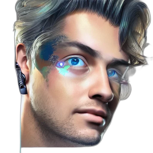 face, hair, jewelry, staff transparent PNG cut-out