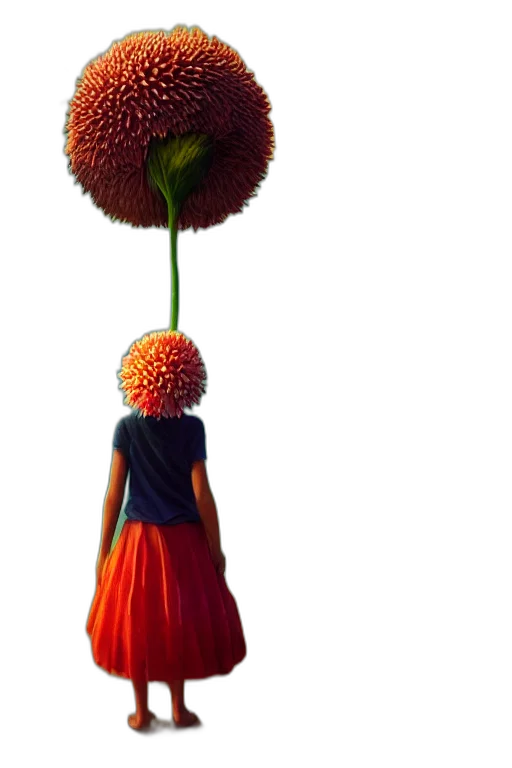 flower, umbrella, crown, dress, 3d render, concept art, photorealistic, fantasy art transparent PNG cut-out