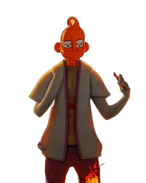 staff, jacket, mask, creature, concept art, 3d render, cartoon, fantasy art transparent PNG cut-out