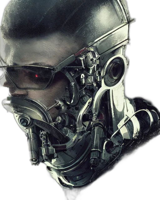 robot, mask, face, cyberpunk, concept art, 3d render, comic book art, half transparent PNG cut-out