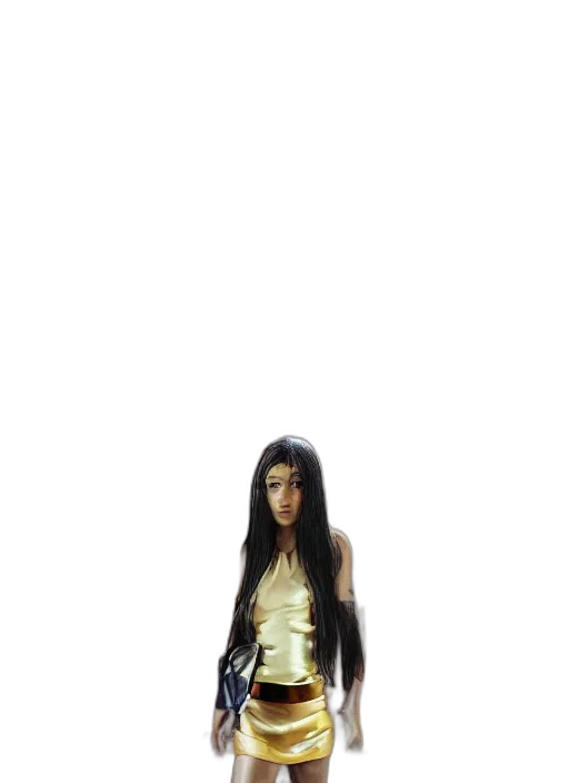 dress, hair, staff, creature transparent PNG cut-out