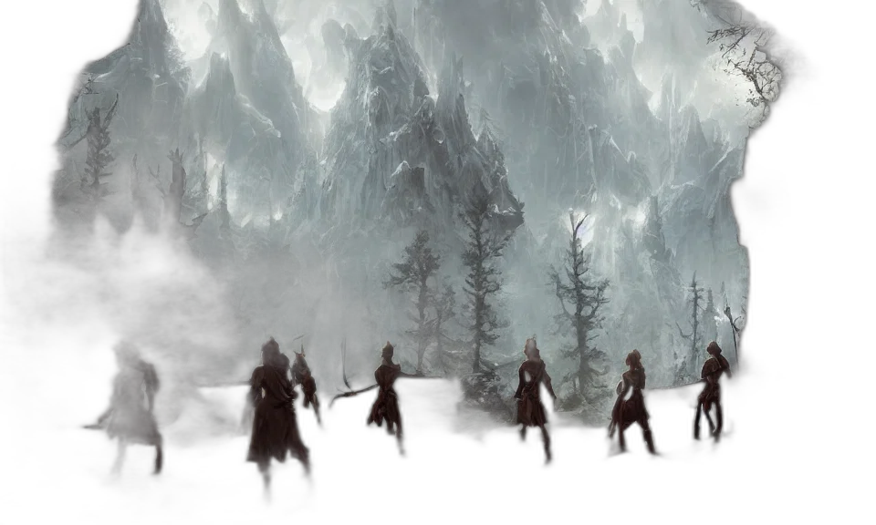 concept art, fantasy art, snow, fog transparent PNG cut-out