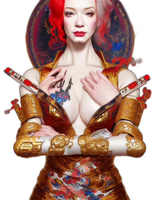jewelry, robot, staff, fantasy art, concept art, photorealistic, cyberpunk, red transparent PNG cut-out