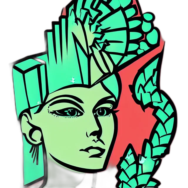crown, staff, jewelry, hat, vaporwave, cartoon, fantasy art, pixel art transparent PNG cut-out