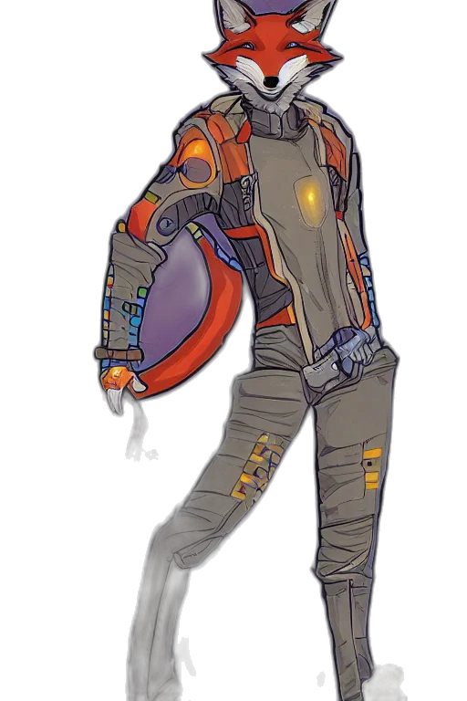 jacket, robot, staff, weapon transparent PNG cut-out