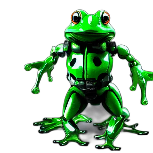creature, animal, robot, 3d render, concept art, photorealistic, pixel art, green transparent PNG cut-out