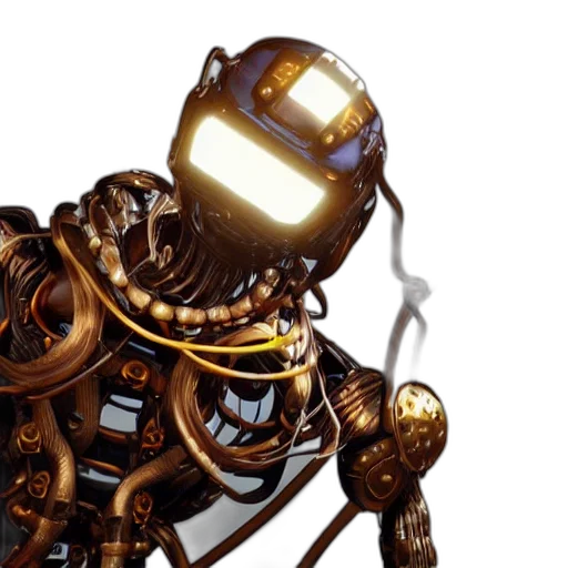 robot, staff, 3d render, concept art transparent PNG cut-out