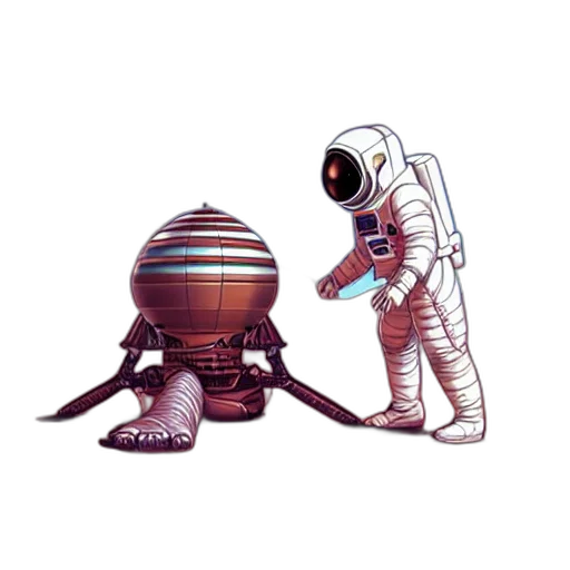 robot, creature, staff, pixel art transparent PNG cut-out