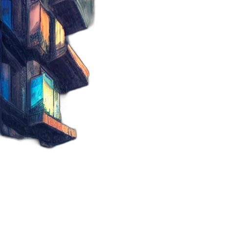 building, umbrella, bottle, robot, watercolor, concept art, 3d render, photorealistic transparent PNG cut-out