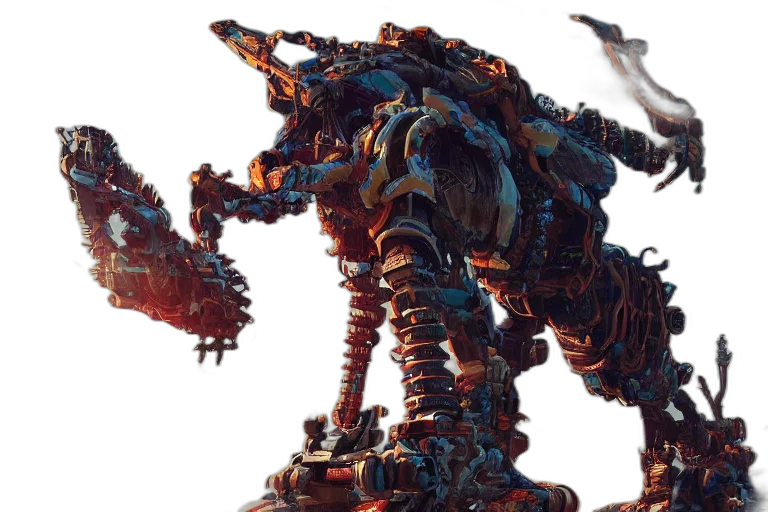 robot, dragon, weapon, creature, concept art, 3d render, fantasy art, sawtooth transparent PNG cut-out