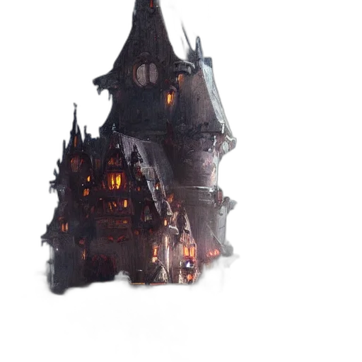 building, crown, mask, concept art, 3d render, fantasy art, photorealistic, fog transparent PNG cut-out