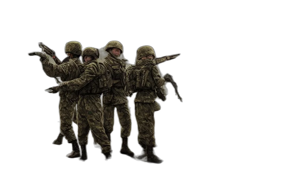 weapon, staff, jacket, concept art, 3d render, pixel art, russian, soldiers transparent PNG cut-out