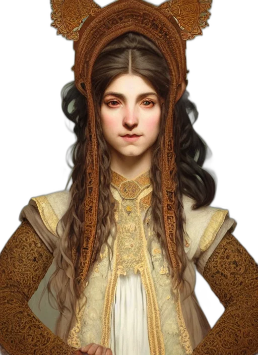 dress, face, crown, staff, fantasy art, photorealistic, concept art, oil painting transparent PNG cut-out
