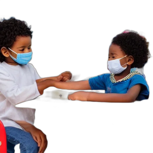 children, vaccinating, each, other transparent PNG cut-out