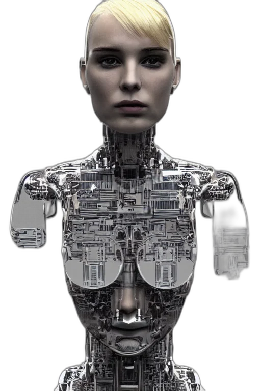 robot, face, cyberpunk, 3d render, concept art, human, female, head transparent PNG cut-out