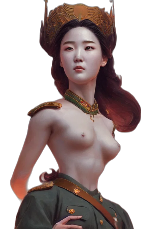 jewelry, crown, dress, staff, fantasy art, concept art, photorealistic, oil painting transparent PNG cut-out