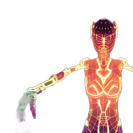 robot, jewelry, concept art, 3d render, comic book art, cyberpunk, neon lights, japanese transparent PNG cut-out