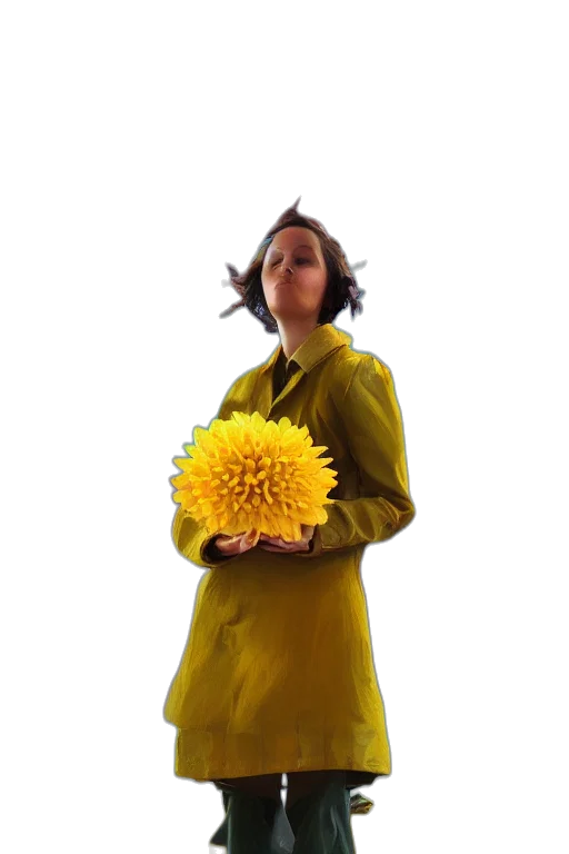 dress, flower, staff, jacket, 3d render, concept art, photorealistic, fantasy art transparent PNG cut-out