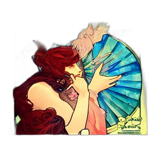 fantasy art, watercolor, comic book art, concept art, underwater, fire, outer space, red transparent PNG cut-out