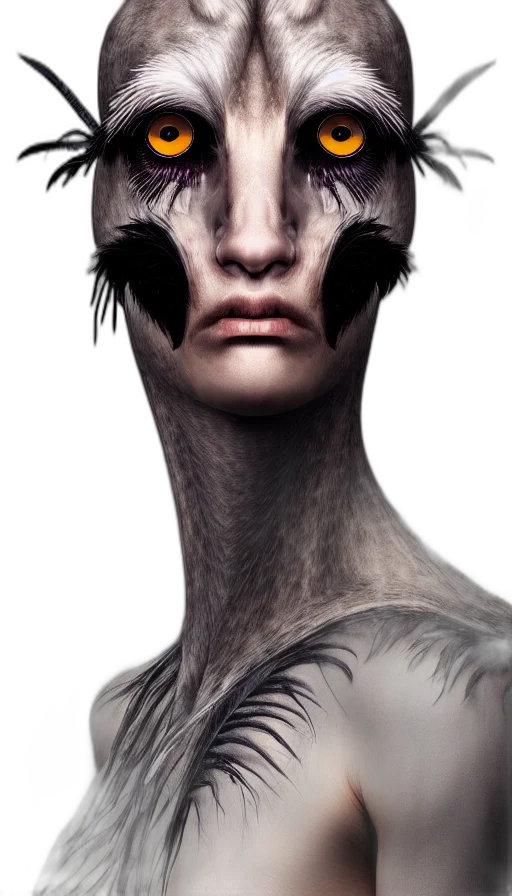 mask, creature, face, hair, concept art, fantasy art, photorealistic, 3d render transparent PNG cut-out